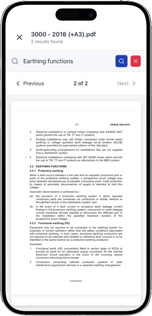 Electrical document search in SparkyPal