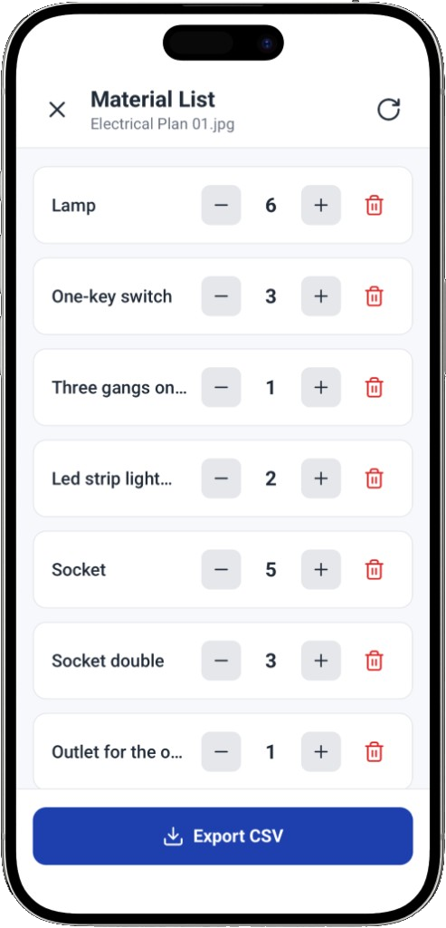 Electrical material list generator in SparkyPal
